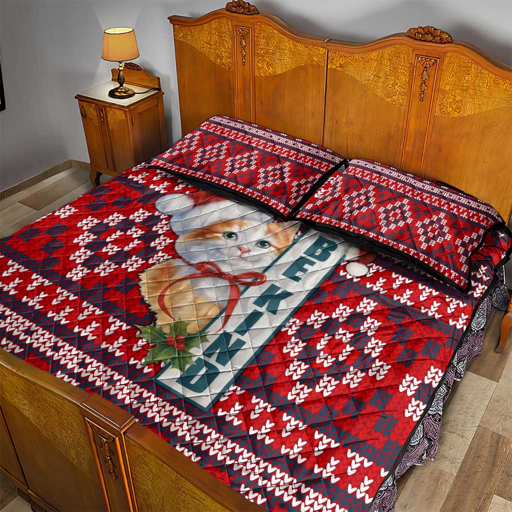 Cat Be Kind Christmas Quilt Bed Set Xmas Holiday Patterns - Wonder Print Shop