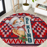 Cat Be Kind Christmas Round Carpet Xmas Holiday Patterns - Wonder Print Shop