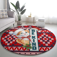 Cat Be Kind Christmas Round Carpet Xmas Holiday Patterns - Wonder Print Shop