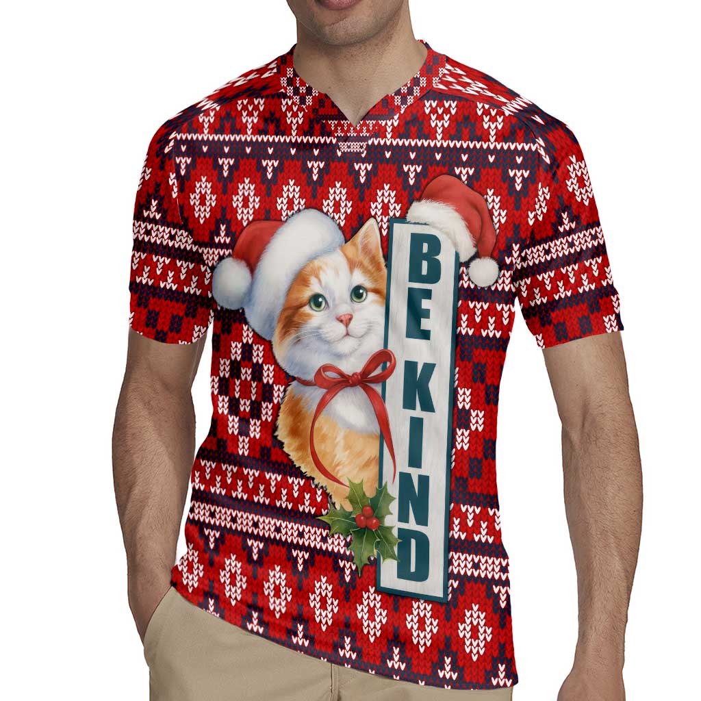 Cat Be Kind Christmas Rugby Jersey Xmas Holiday Patterns - Wonder Print Shop
