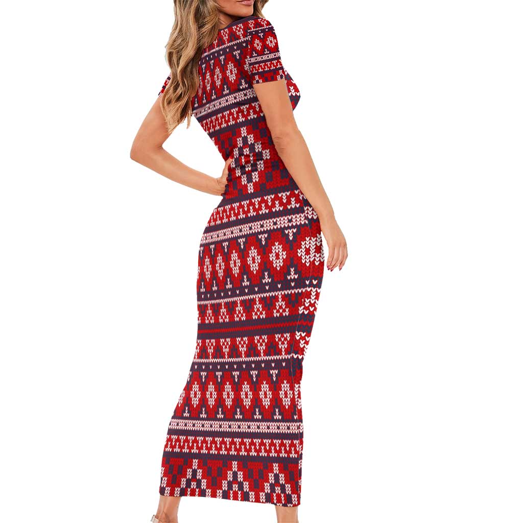 Cat Be Kind Christmas Short Sleeve Bodycon Dress Xmas Holiday Patterns - Wonder Print Shop
