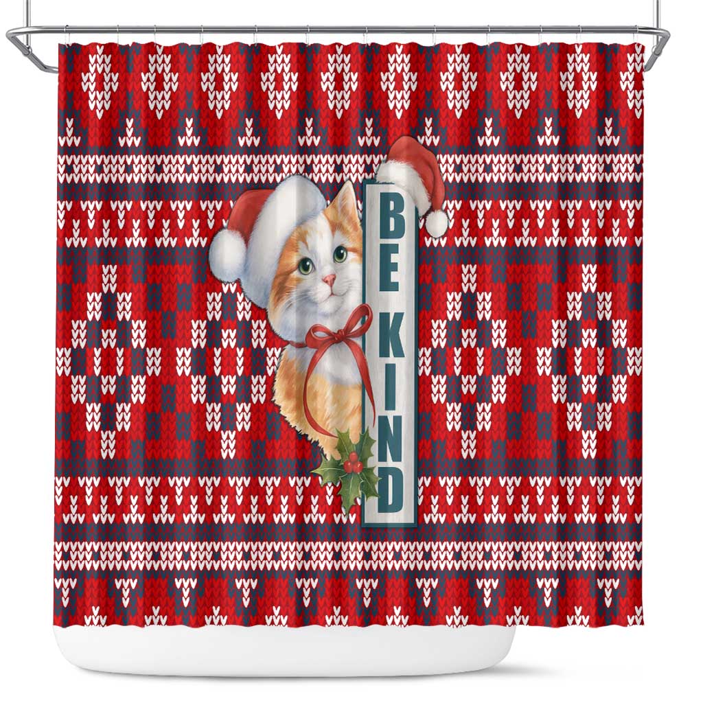 Cat Be Kind Christmas Shower Curtain Xmas Holiday Patterns - Wonder Print Shop