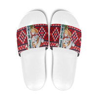 Cat Be Kind Christmas Slide Sandals Xmas Holiday Patterns - Wonder Print Shop