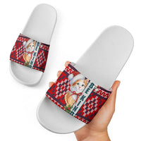 Cat Be Kind Christmas Slide Sandals Xmas Holiday Patterns - Wonder Print Shop