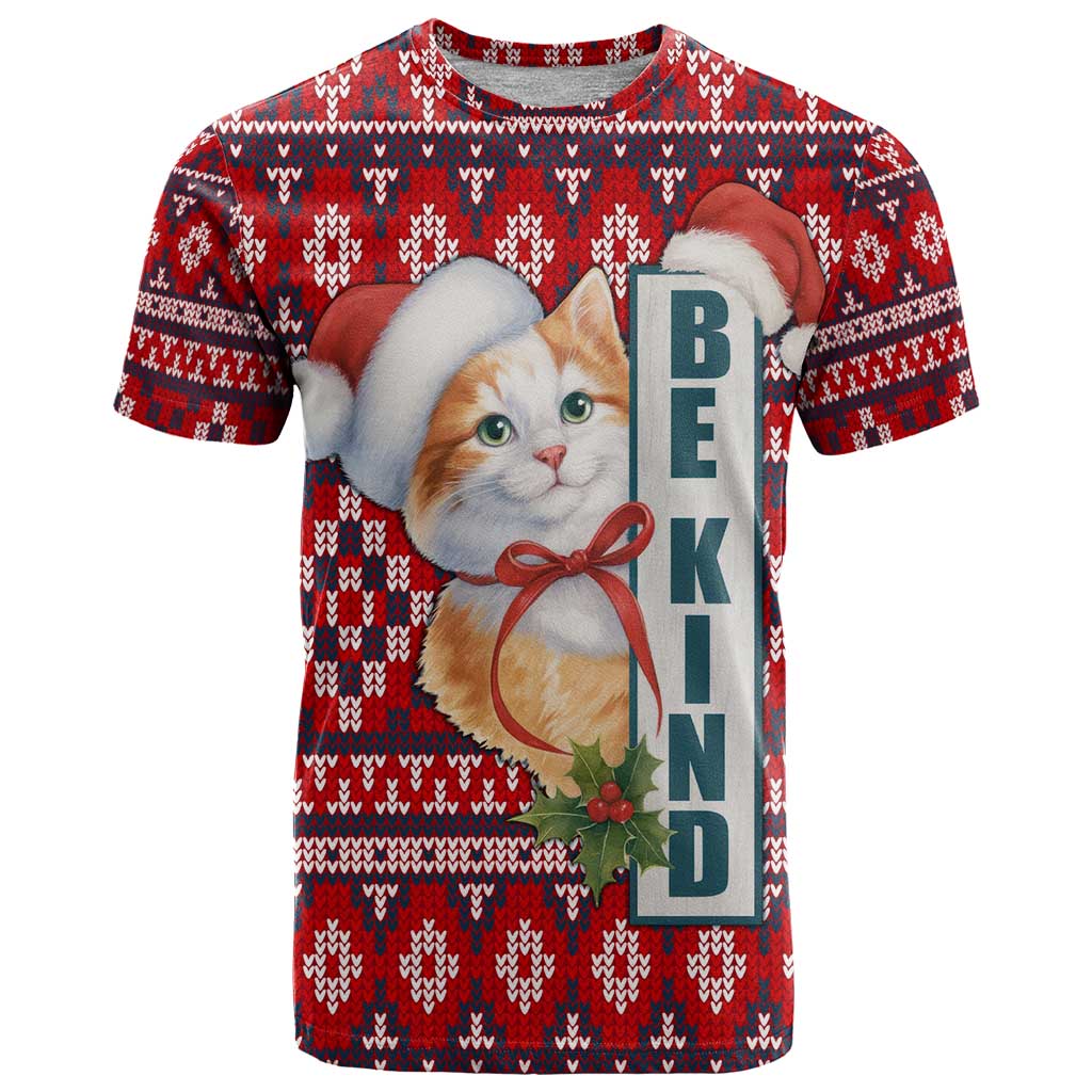 Cat Be Kind Christmas T Shirt Xmas Holiday Patterns - Wonder Print Shop