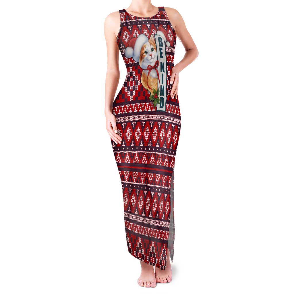 Cat Be Kind Christmas Tank Maxi Dress Xmas Holiday Patterns - Wonder Print Shop