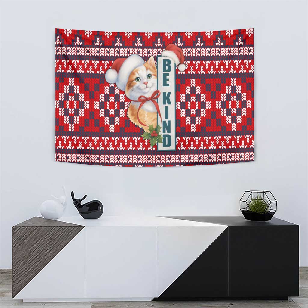 Cat Be Kind Christmas Tapestry Xmas Holiday Patterns - Wonder Print Shop