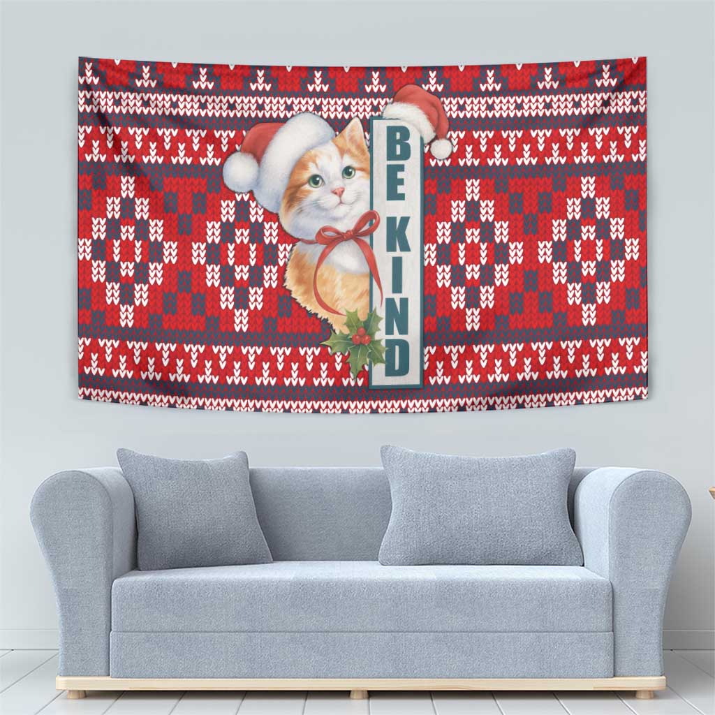Cat Be Kind Christmas Tapestry Xmas Holiday Patterns - Wonder Print Shop