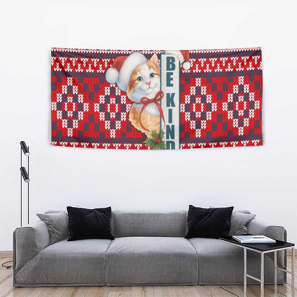 Cat Be Kind Christmas Tapestry Xmas Holiday Patterns - Wonder Print Shop