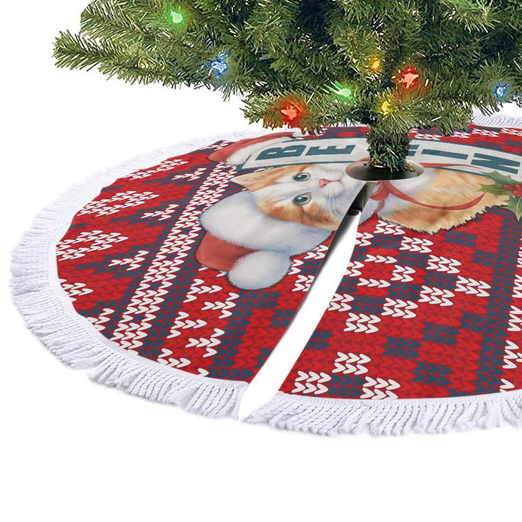 Cat Be Kind Christmas Tree Skirt Xmas Holiday Patterns - Wonder Print Shop