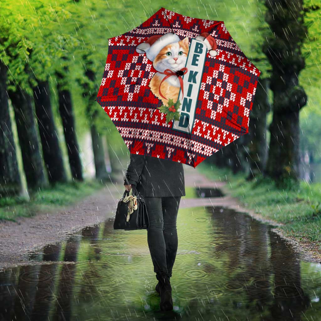Cat Be Kind Christmas Umbrella Xmas Holiday Patterns - Wonder Print Shop
