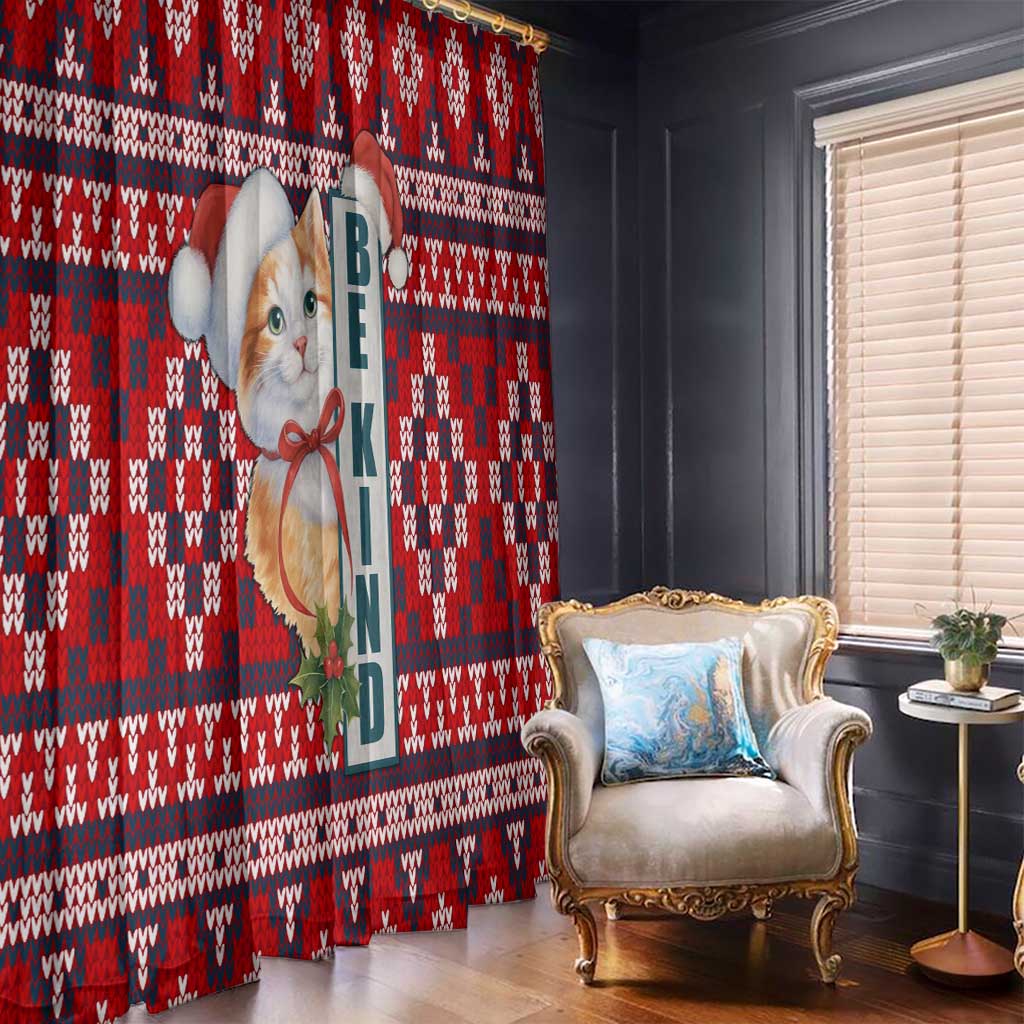 Cat Be Kind Christmas Window Curtain Xmas Holiday Patterns - Wonder Print Shop