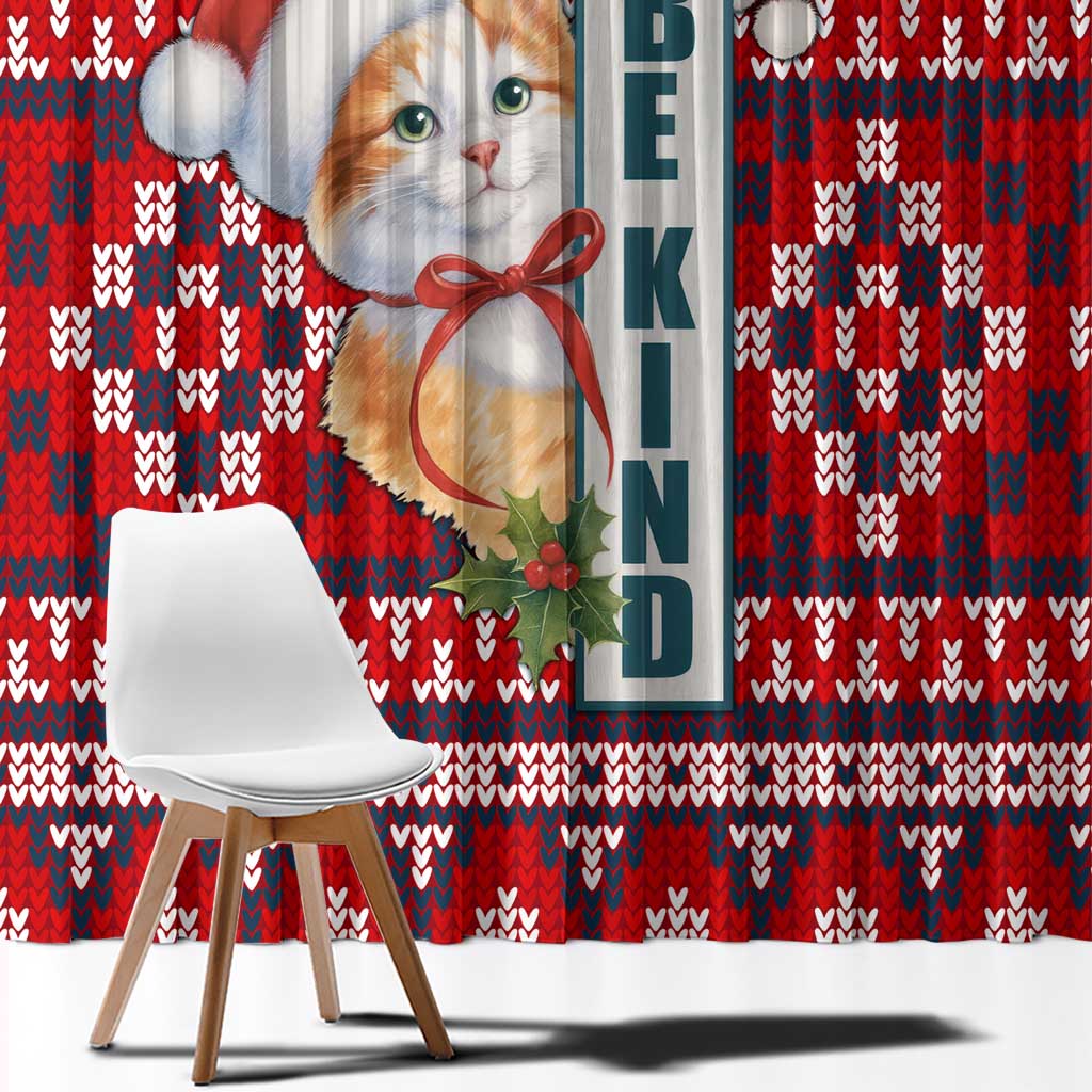 Cat Be Kind Christmas Window Curtain Xmas Holiday Patterns - Wonder Print Shop
