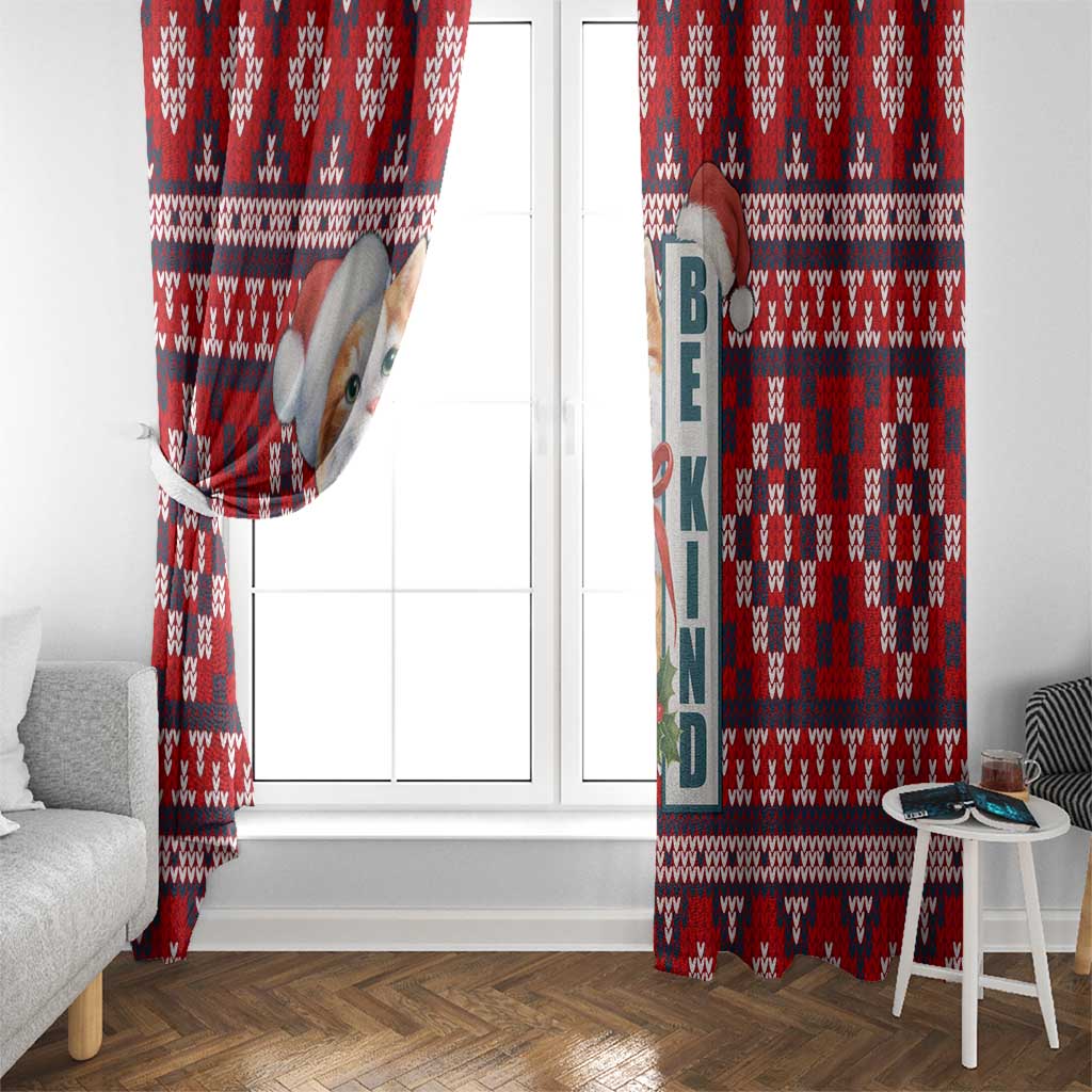 Cat Be Kind Christmas Window Curtain Xmas Holiday Patterns - Wonder Print Shop