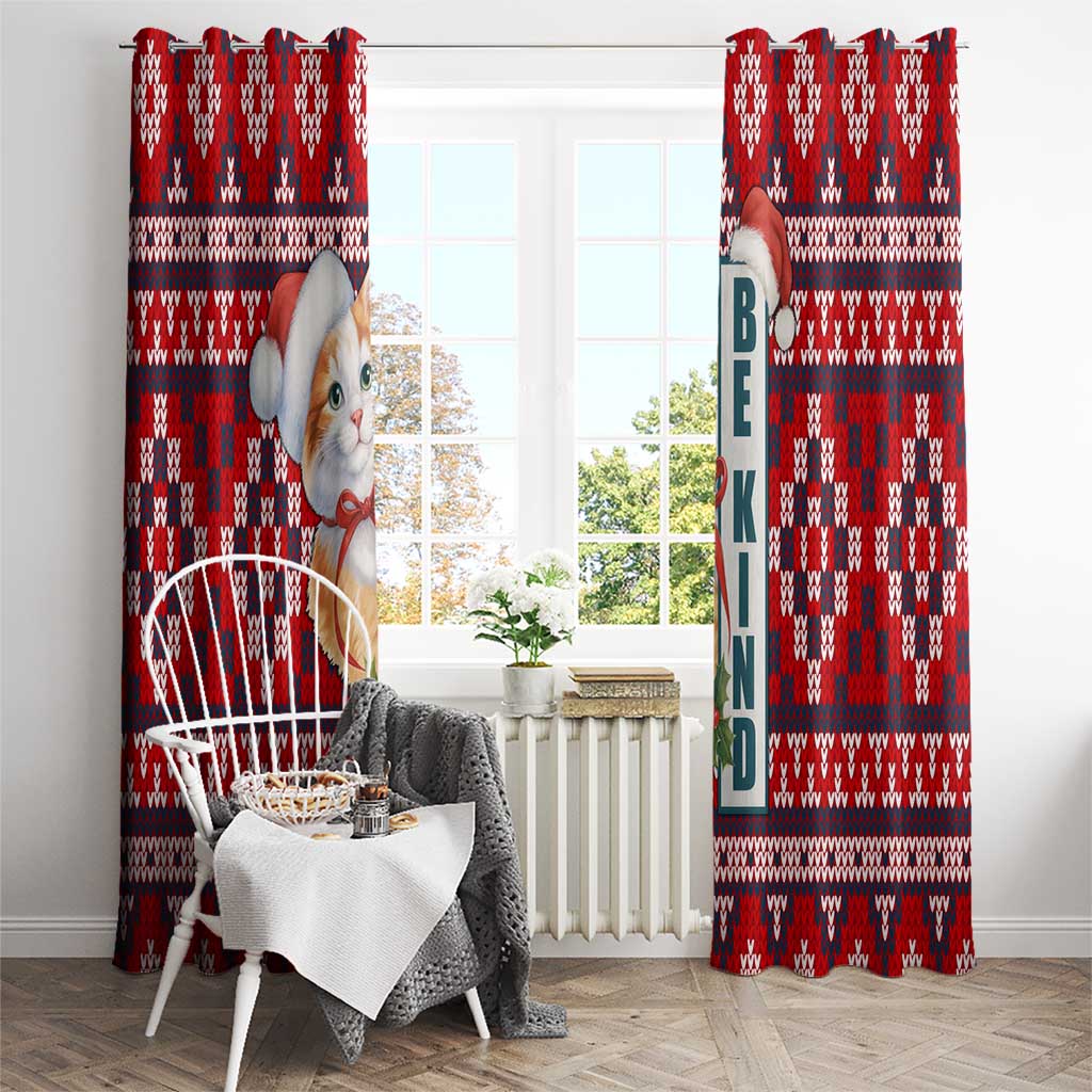 Cat Be Kind Christmas Window Curtain Xmas Holiday Patterns - Wonder Print Shop