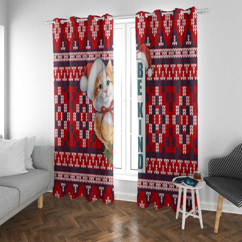 Cat Be Kind Christmas Window Curtain Xmas Holiday Patterns - Wonder Print Shop