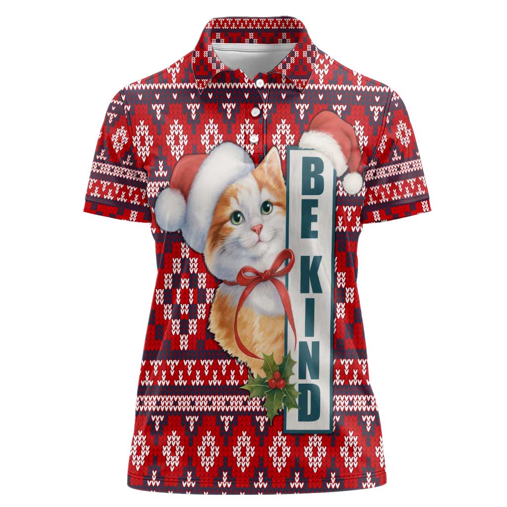 Cat Be Kind Christmas Women Polo Shirt Xmas Holiday Patterns - Wonder Print Shop