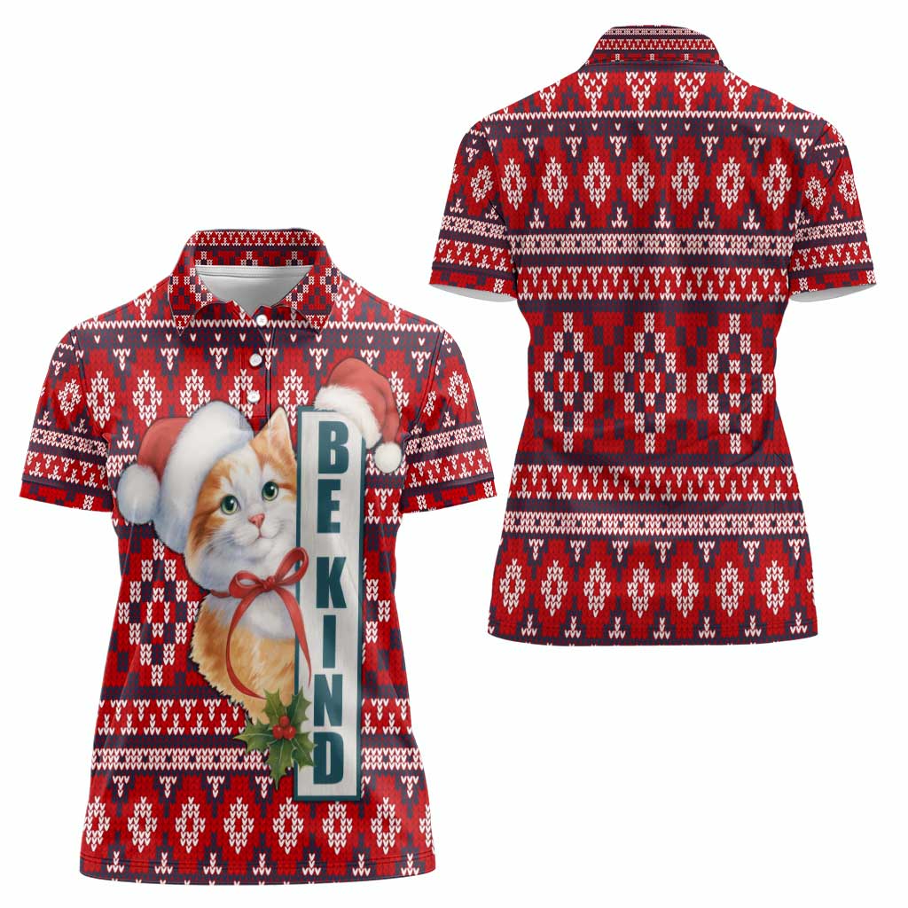 Cat Be Kind Christmas Women Polo Shirt Xmas Holiday Patterns - Wonder Print Shop