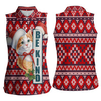 Cat Be Kind Christmas Women Sleeveless Polo Shirt Xmas Holiday Patterns - Wonder Print Shop