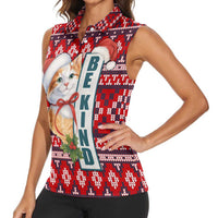 Cat Be Kind Christmas Women Sleeveless Polo Shirt Xmas Holiday Patterns - Wonder Print Shop