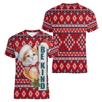 Cat Be Kind Christmas Women V-Neck T-Shirt Xmas Holiday Patterns - Wonder Print Shop