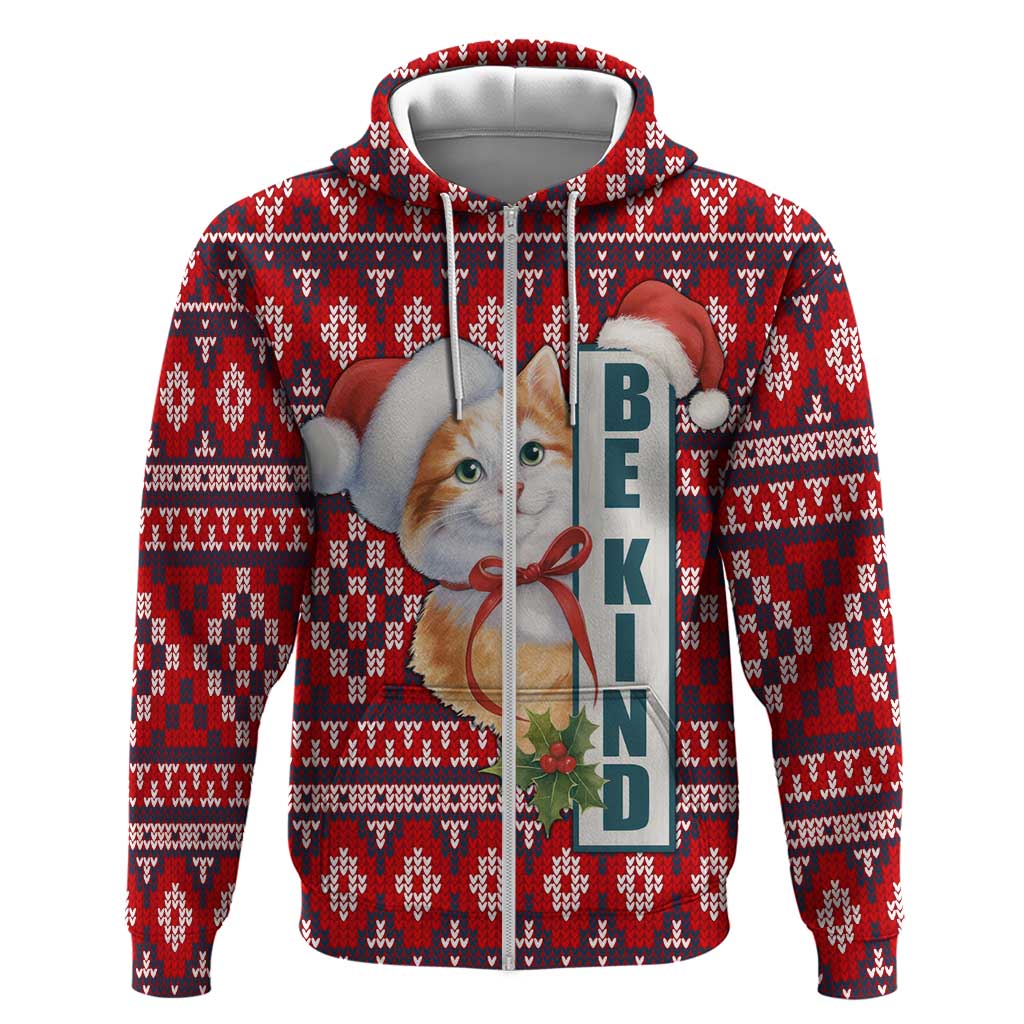 Cat Be Kind Christmas Zip Hoodie Xmas Holiday Patterns - Wonder Print Shop