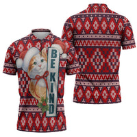 Cat Be Kind Christmas Zipper Polo Shirt Xmas Holiday Patterns - Wonder Print Shop