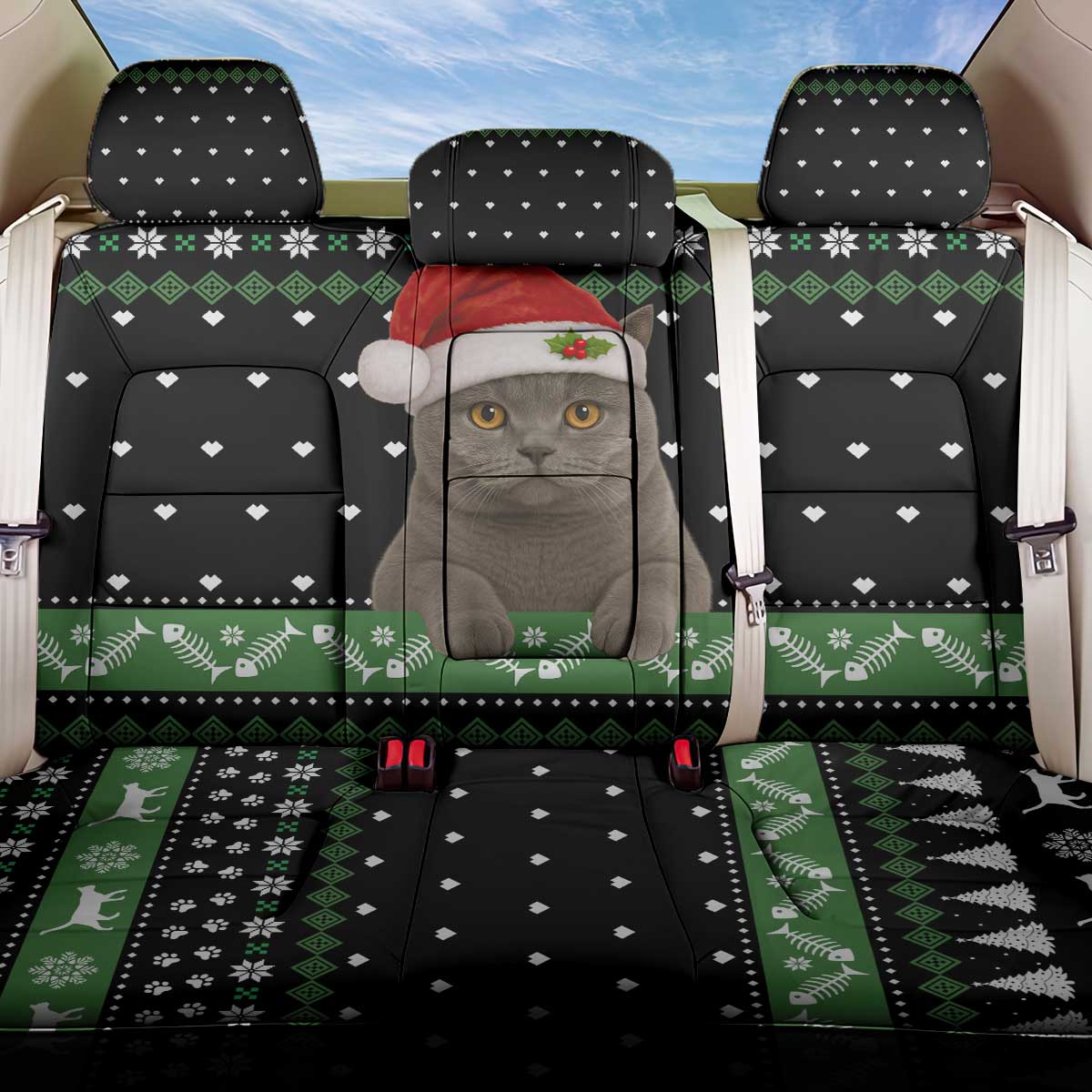 Cat Be Nice Christmas Back Car Seat Cover Xmas Holiday Patterns - Wonder Print Shop