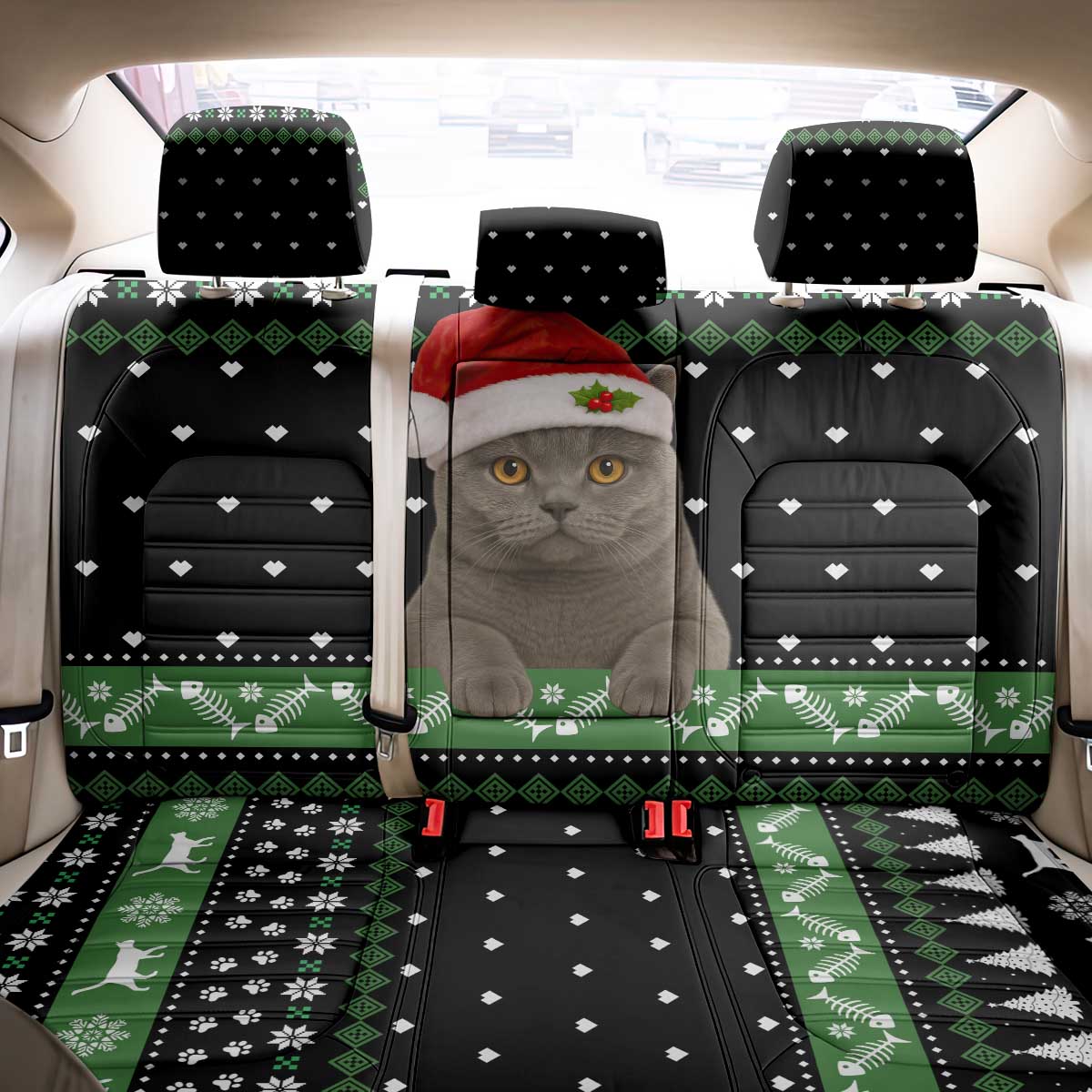 Cat Be Nice Christmas Back Car Seat Cover Xmas Holiday Patterns - Wonder Print Shop