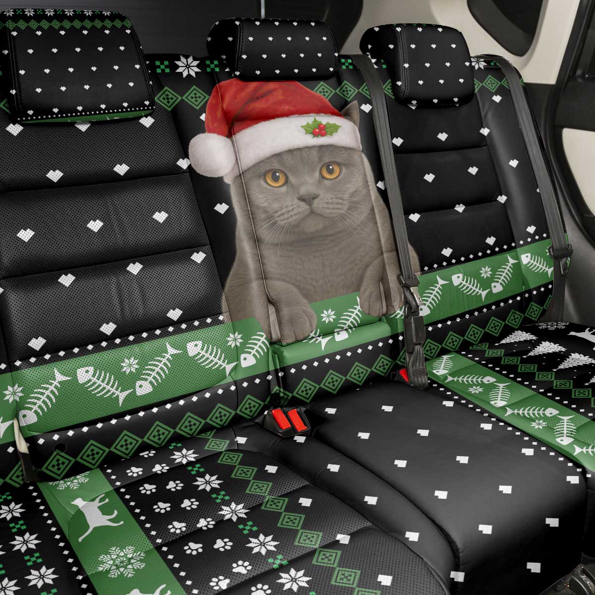 Cat Be Nice Christmas Back Car Seat Cover Xmas Holiday Patterns - Wonder Print Shop