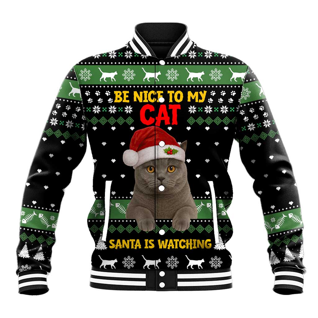 Cat Be Nice Christmas Baseball Jacket Xmas Holiday Patterns - Wonder Print Shop