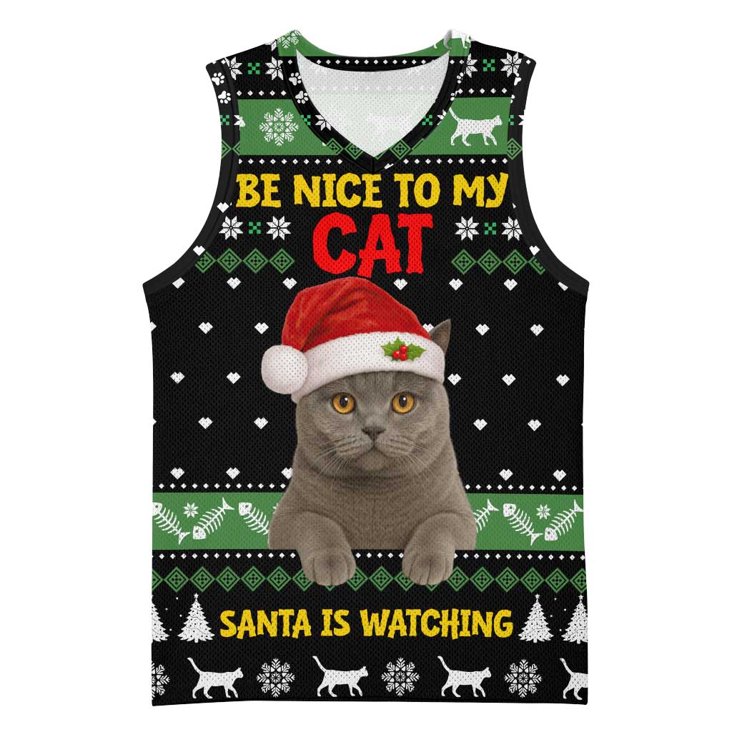 Cat Be Nice Christmas Basketball Jersey Xmas Holiday Patterns - Wonder Print Shop