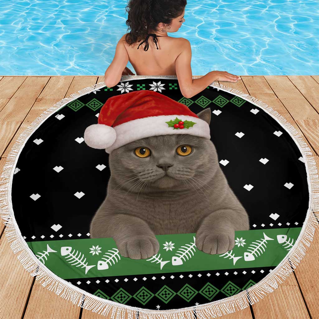 Cat Be Nice Christmas Beach Blanket Xmas Holiday Patterns - Wonder Print Shop