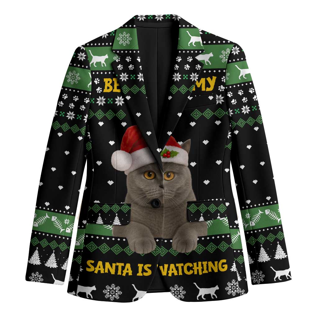Cat Be Nice Christmas Blazer Xmas Holiday Patterns - Wonder Print Shop