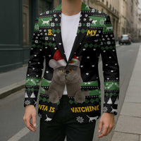 Cat Be Nice Christmas Blazer Xmas Holiday Patterns - Wonder Print Shop