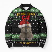 Cat Be Nice Christmas Bomber Puffer Jacket Xmas Holiday Patterns - Wonder Print Shop