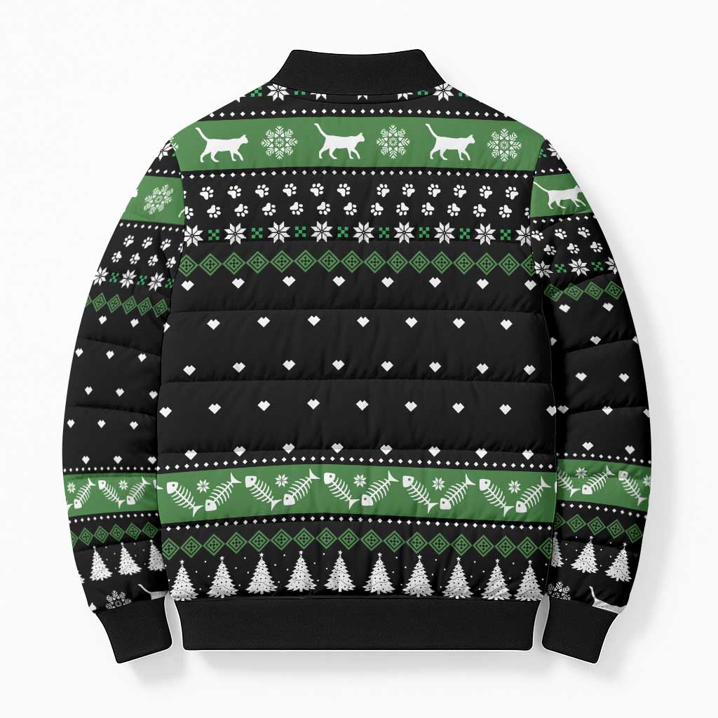 Cat Be Nice Christmas Bomber Puffer Jacket Xmas Holiday Patterns - Wonder Print Shop