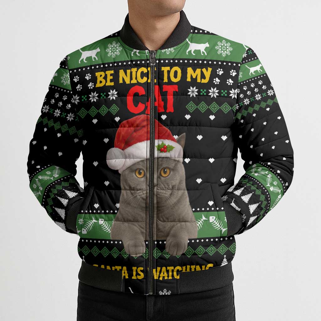 Cat Be Nice Christmas Bomber Puffer Jacket Xmas Holiday Patterns - Wonder Print Shop