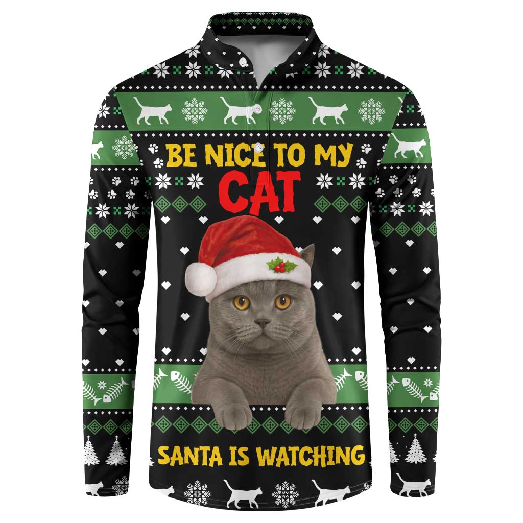 Cat Be Nice Christmas Button Sweatshirt Xmas Holiday Patterns - Wonder Print Shop