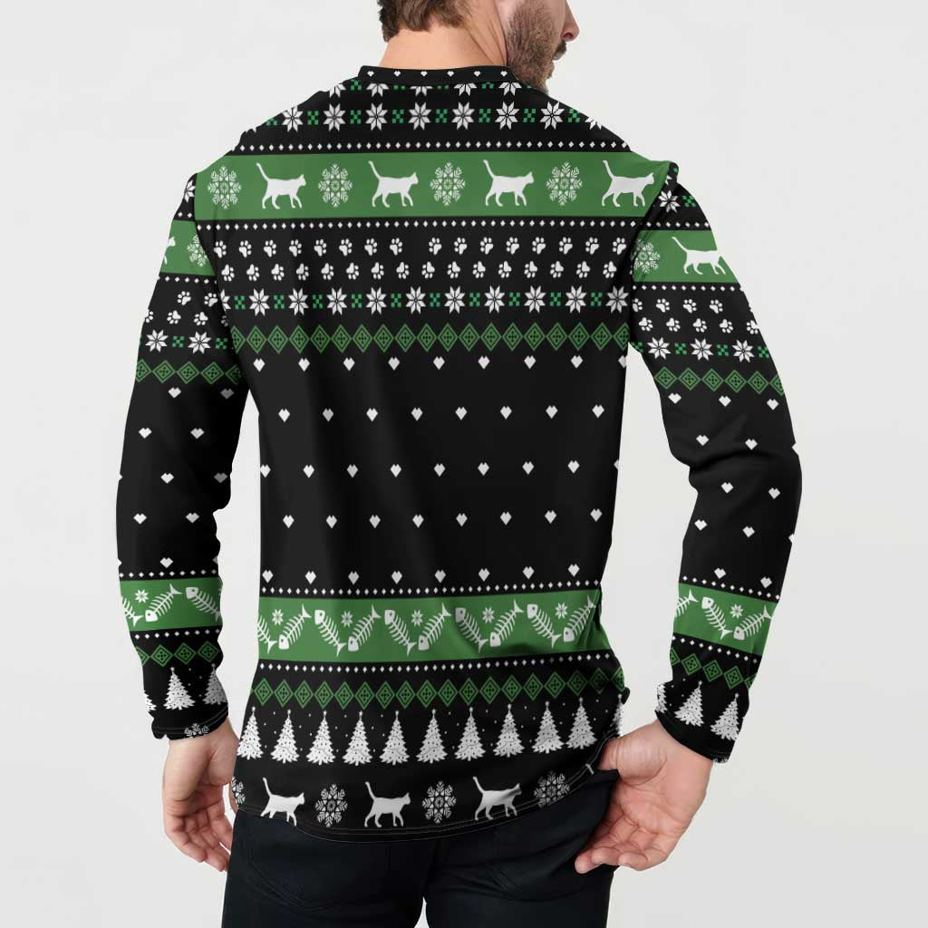 Cat Be Nice Christmas Button Sweatshirt Xmas Holiday Patterns - Wonder Print Shop