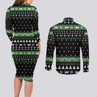 Cat Be Nice Christmas Couples Matching Long Sleeve Bodycon Dress and Long Sleeve Button Shirt Xmas Holiday Patterns - Wonder Print Shop