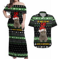 Cat Be Nice Christmas Couples Matching Off Shoulder Maxi Dress and Hawaiian Shirt Xmas Holiday Patterns - Wonder Print Shop