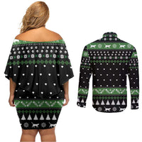 Cat Be Nice Christmas Couples Matching Off Shoulder Short Dress and Long Sleeve Button Shirt Xmas Holiday Patterns - Wonder Print Shop