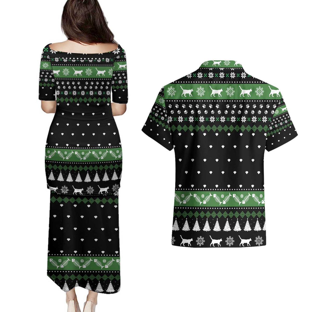 Cat Be Nice Christmas Couples Matching Puletasi and Hawaiian Shirt Xmas Holiday Patterns - Wonder Print Shop