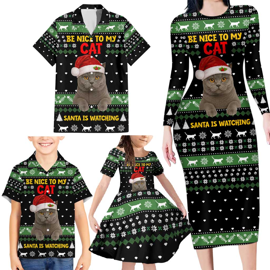 Cat Be Nice Christmas Family Matching Long Sleeve Bodycon Dress and Hawaiian Shirt Xmas Holiday Patterns - Wonder Print Shop