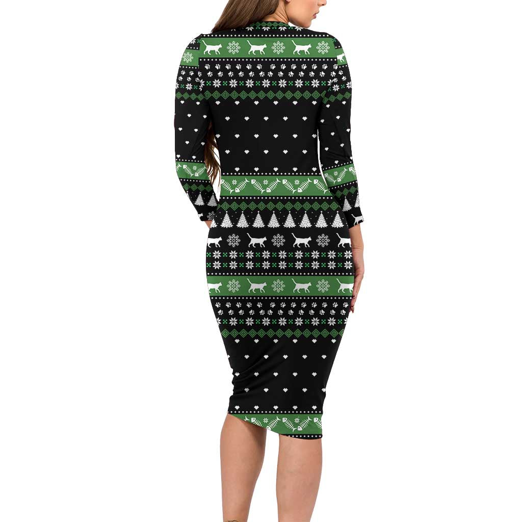 Cat Be Nice Christmas Family Matching Long Sleeve Bodycon Dress and Hawaiian Shirt Xmas Holiday Patterns - Wonder Print Shop