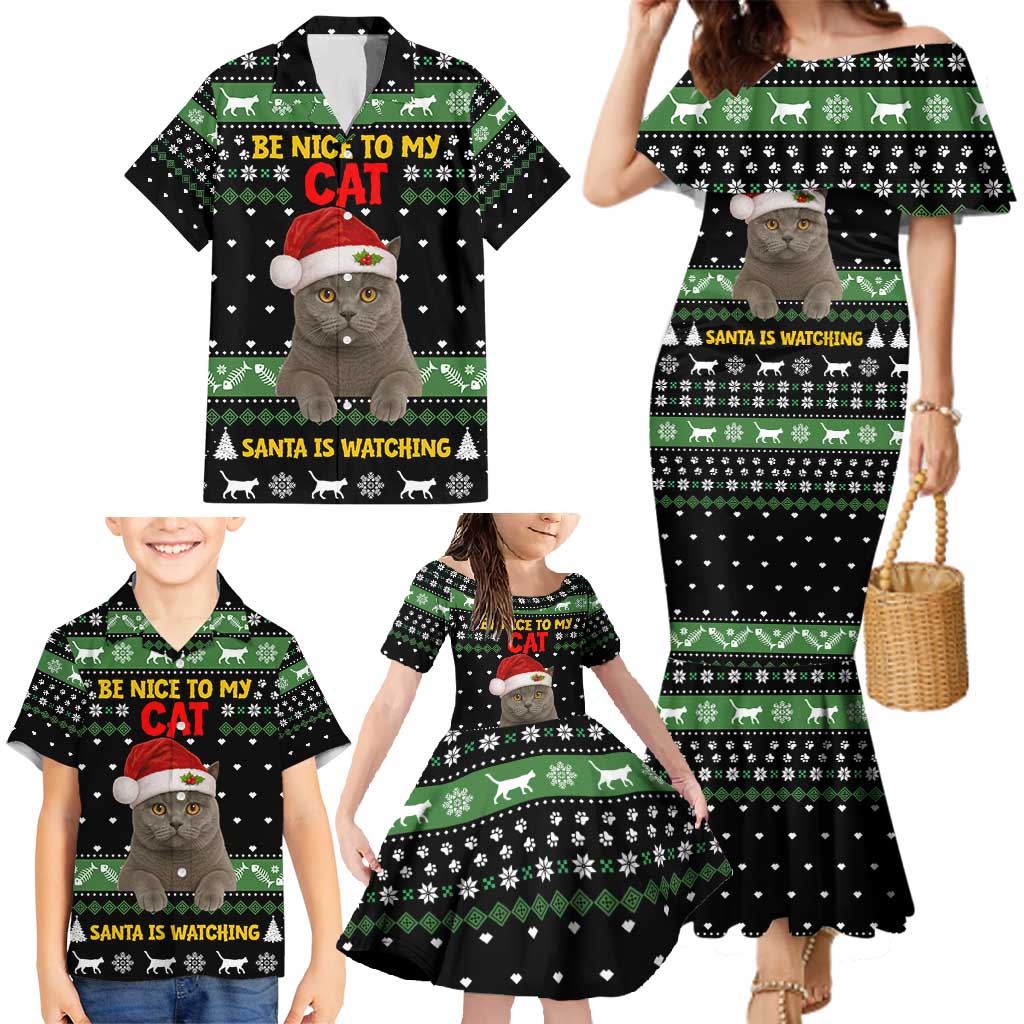 Cat Be Nice Christmas Family Matching Mermaid Dress and Hawaiian Shirt Xmas Holiday Patterns - Wonder Print Shop