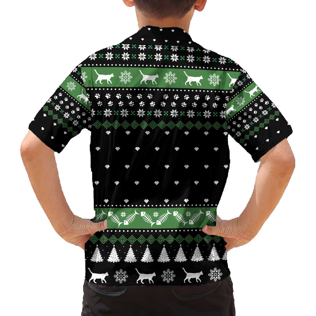Cat Be Nice Christmas Family Matching Off The Shoulder Long Sleeve Dress and Hawaiian Shirt Xmas Holiday Patterns - Wonder Print Shop