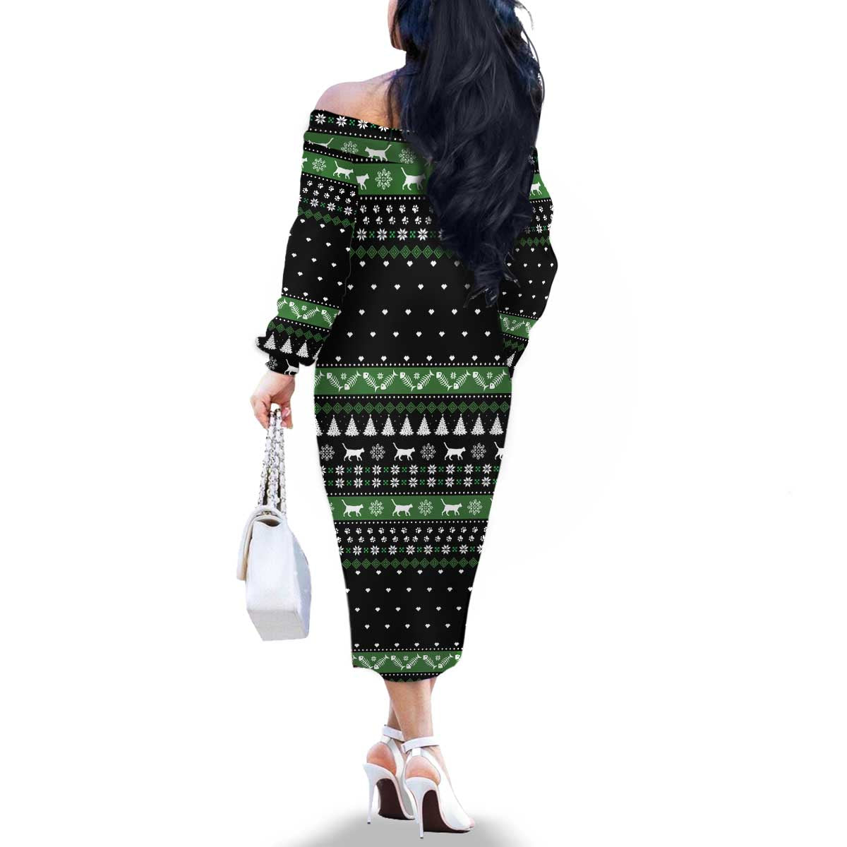 Cat Be Nice Christmas Family Matching Off The Shoulder Long Sleeve Dress and Hawaiian Shirt Xmas Holiday Patterns - Wonder Print Shop