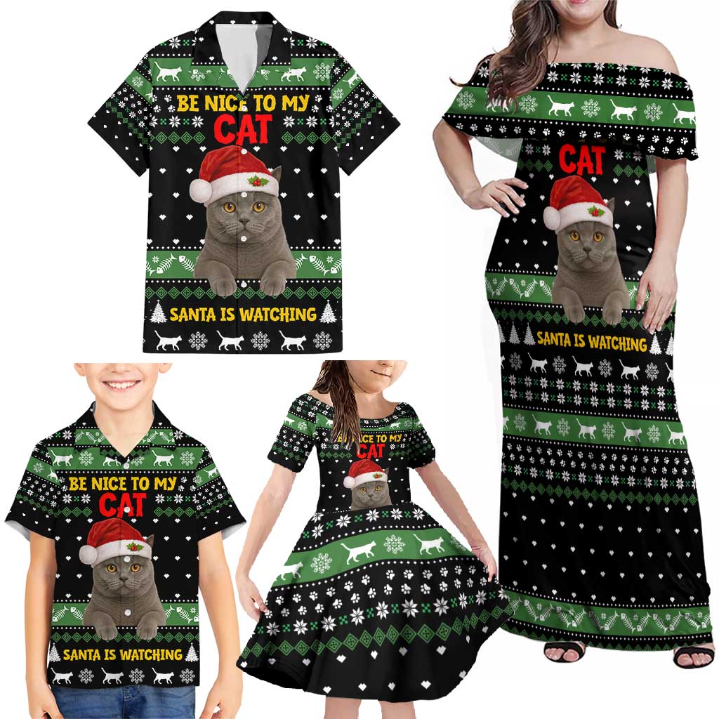 Cat Be Nice Christmas Family Matching Off Shoulder Maxi Dress and Hawaiian Shirt Xmas Holiday Patterns - Wonder Print Shop